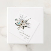 Minimalistisch aardeblauw botanisch Baby shower Bedankjes Labels (In situ)