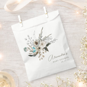 Minimalistisch aardeblauw botanisch Baby shower Bedankzakje
