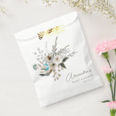 Minimalistisch aardeblauw botanisch Baby shower Bedankzakje (Gezegeld)