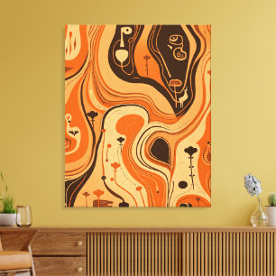 minimalistisch aards Abstract patroon Canvas Afdruk