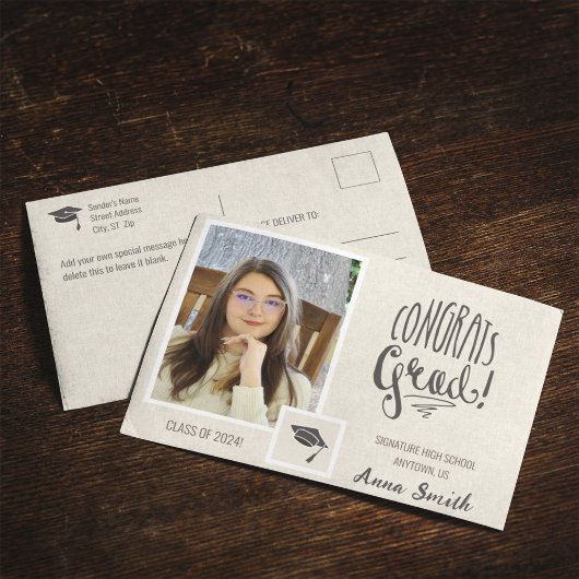 Minimalistisch aardtoon Afstuderen Briefkaart