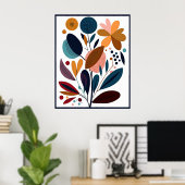 Minimalistisch Abstract Boho Floral Poster (Thuiskantoor)
