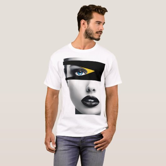 Minimalistisch abstract gezicht t-shirt (Voorkant volledig)
