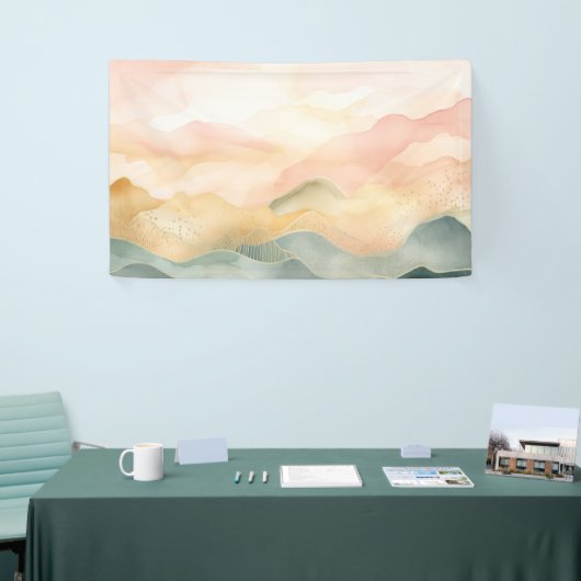 Minimalistisch Abstract Landschap in Soft Pastels. Spandoek (Beurs)