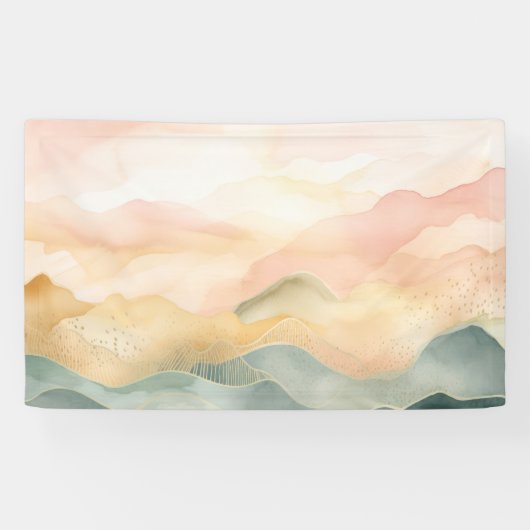 Minimalistisch Abstract Landschap in Soft Pastels. Spandoek (Horizontaal)