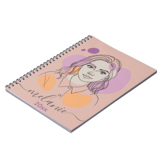 Minimalistisch Abstract Portret Aangepast Monogram Notitieboek (Linkerzijde)