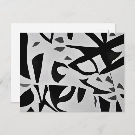 Minimalistisch abstract zwart-wit briefkaart (Voorkant / Achterkant)