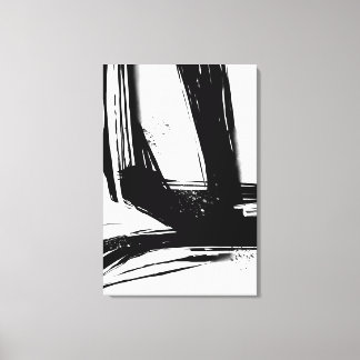 Minimalistisch Abstract zwart-witpenseelstreken Canvas Afdruk