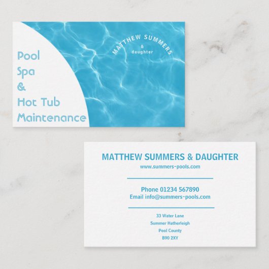 Minimalistisch Abstract zwembad Water rimpelt Ocea Visitekaartje (Voorkant / Achterkant)