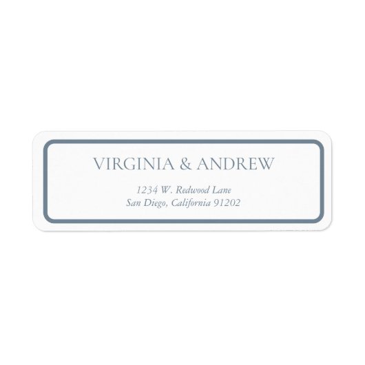 Minimalistisch adreslabel met een blauwe omtrek etiket (Voorkant)