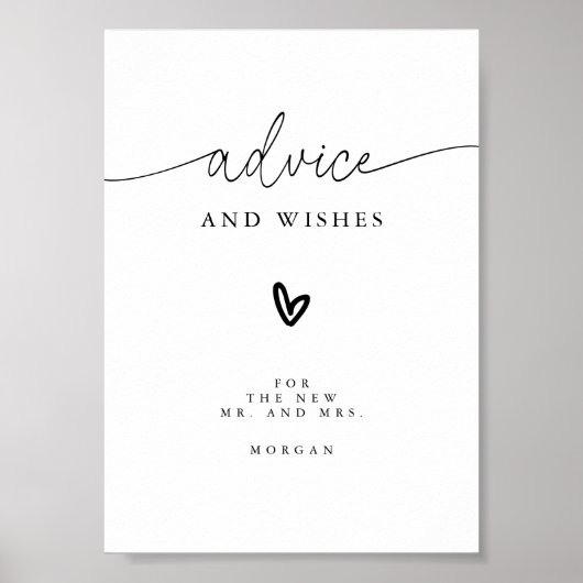 Minimalistisch advies en wensen Trouwtafel Teken Poster (Voorkant)