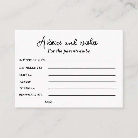 Minimalistisch advies en wensen voor de ouder (Voorkant)