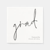 Minimalistisch Afstudeerder Zwart Script Naam Jaar Servet (Voorkant)