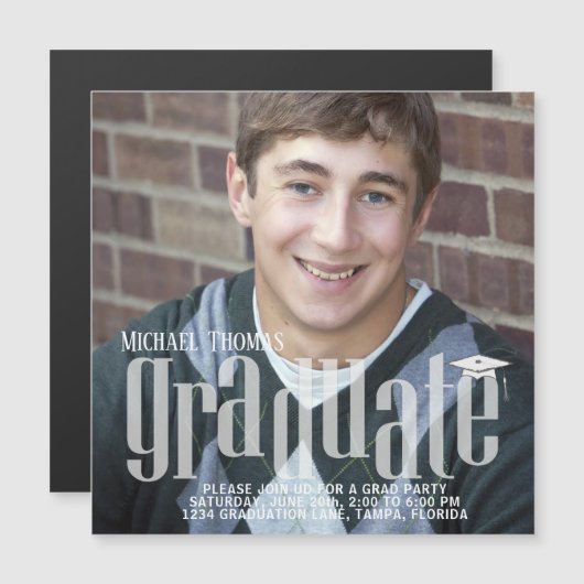 Minimalistisch Afstuderen Modern Simple Photo Magn (Voorkant / Achterkant)