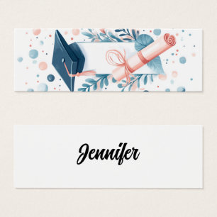 Minimalistisch Afstuderen Pastel kleur Bladwijzer Mini Visitekaartjes