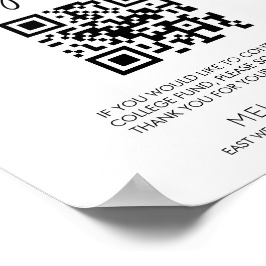 Minimalistisch Afstuderen QR Code College fondsbor Poster (Hoek)