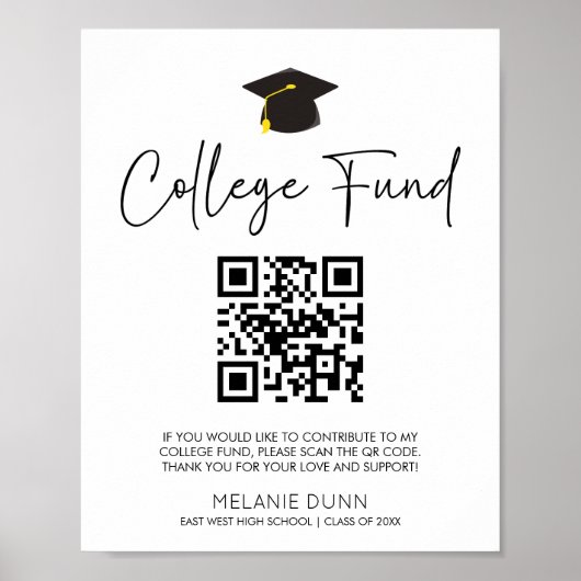 Minimalistisch Afstuderen QR Code College fondsbor Poster (Voorkant)