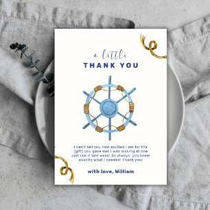 Minimalistisch Ahoy Nautical Boy Baby shower Bedankkaart