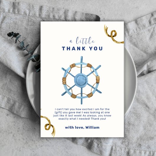 Minimalistisch Ahoy Nautical Boy Baby shower Bedankkaart