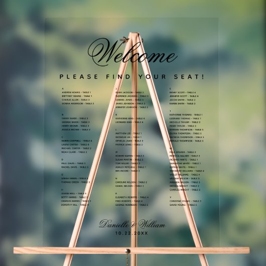 Minimalistisch alfabetisch weddenschap acryl bord (Neutraal)