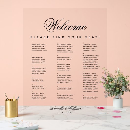 Minimalistisch alfabetisch weddenschap acryl bord (Huwelijk)