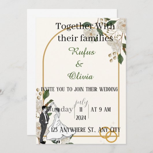 minimalistisch | Alles in één huwelijksuitnodiging Kaart (Voorkant / Achterkant)