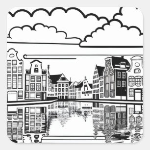 Minimalistisch Amsterdam Vierkante Sticker