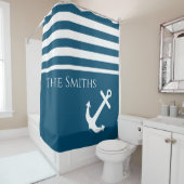 Minimalistisch anker- en Stripes-geluid Douchegordijn (In situ)