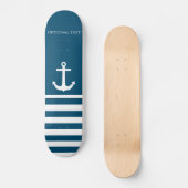 Minimalistisch anker- en Stripes-geluid Skateboard (Voorkant)