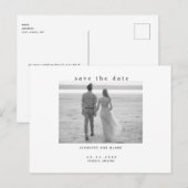Minimalistisch B/W-fotohuwelijk sparen de datum Briefkaart (Voorkant / Achterkant)