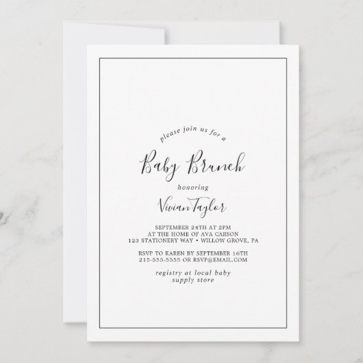 Minimalistisch Baby Brunch Kaart (Voorkant)