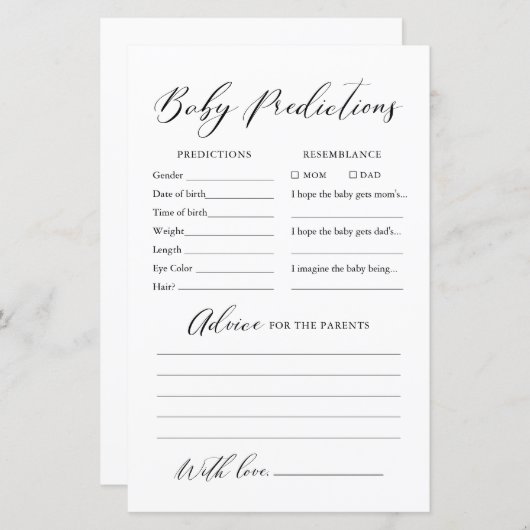 Minimalistisch Baby en advies bij kalligrafie (Voorkant / Achterkant)