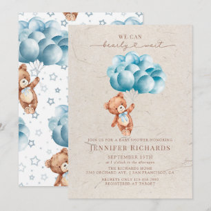 minimalistisch Baby shower   Bearly Wait Kaart