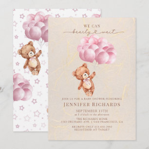 minimalistisch Baby shower   Bearly Wait Kaart