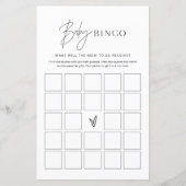 Minimalistisch Baby shower Bingo Game (Voorkant)