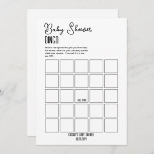 Minimalistisch Baby shower Bingo Kaart