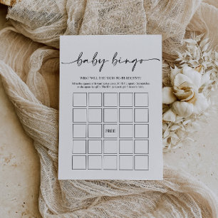 Minimalistisch Baby shower Bingo spel Bloemen