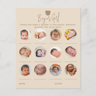 Minimalistisch Baby shower Jongen of Meisje Spel