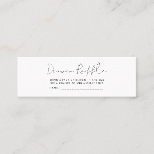 Minimalistisch baby shower luier loterij ticket (Voorkant)