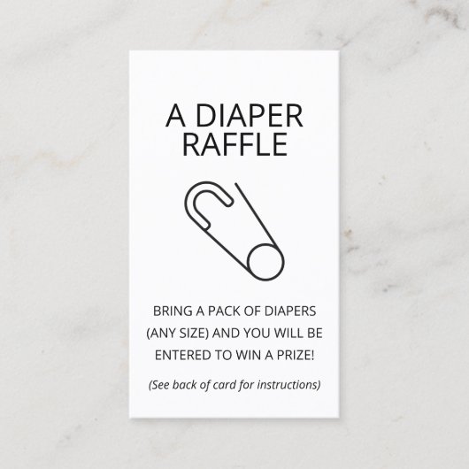 Minimalistisch Baby shower Luier Raffle Ticket (Voorkant)