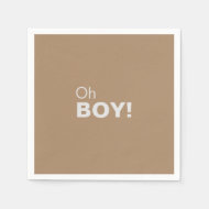 Minimalistisch Baby shower met een bruin gebak Servet