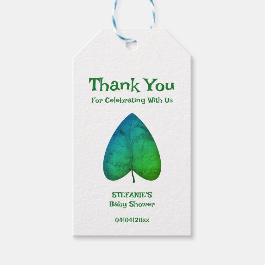 Minimalistisch Baby shower met groen lef Cadeaulabel (Voorkant)