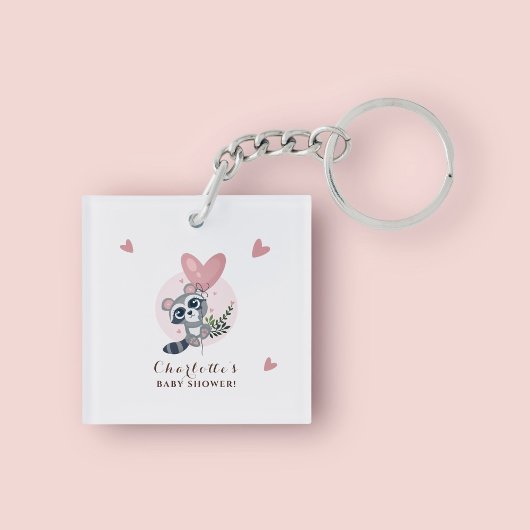 Minimalistisch Baby shower met roze spoeling Sleutelhanger