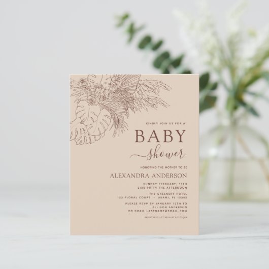 Minimalistisch Baby shower Pampas Grass Boho (Staand voorkant)
