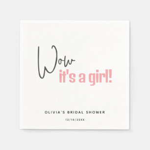 Minimalistisch Baby shower Roze Het is een meisje Servet