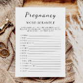 Minimalistisch Baby shower spel – Word scramble Kaart