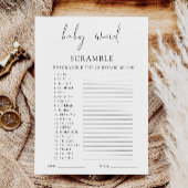 Minimalistisch Baby shower spel – Word scramble Kaart