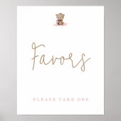 Minimalistisch Baby shower Teddy Bear Favors Poster (Voorkant)