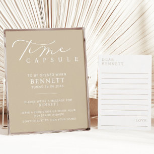 Minimalistisch Baby shower Tijd Capsule Station te Poster