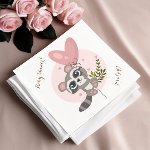 Minimalistisch Baby shower van de Cute Raccoon Servet